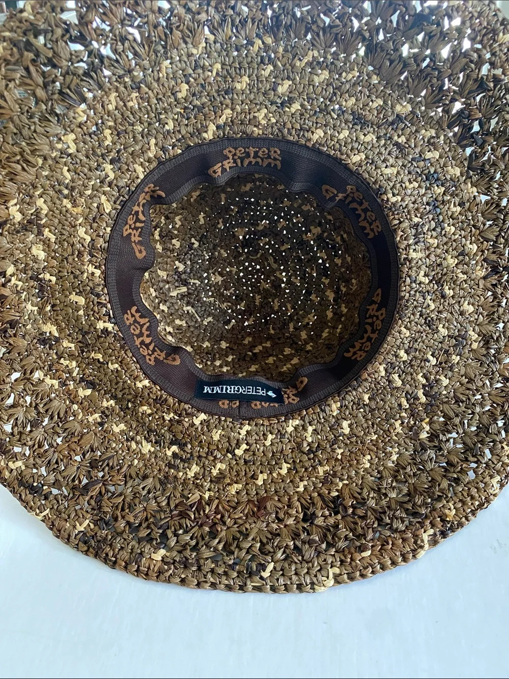 Peter Grimm Woven Straw Hat in Natural Brown and Tan